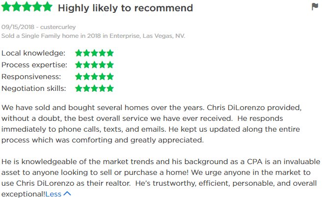 DiLoRealty's tweet photo. Another satisfied customer, another great review.  When you're looking for a realtor, who better to trust than your CPA?  Let me help you with both! #realestate #lasvegas #crackingthecode #cpaandrealtor https://t.co/krPO27rT4Y