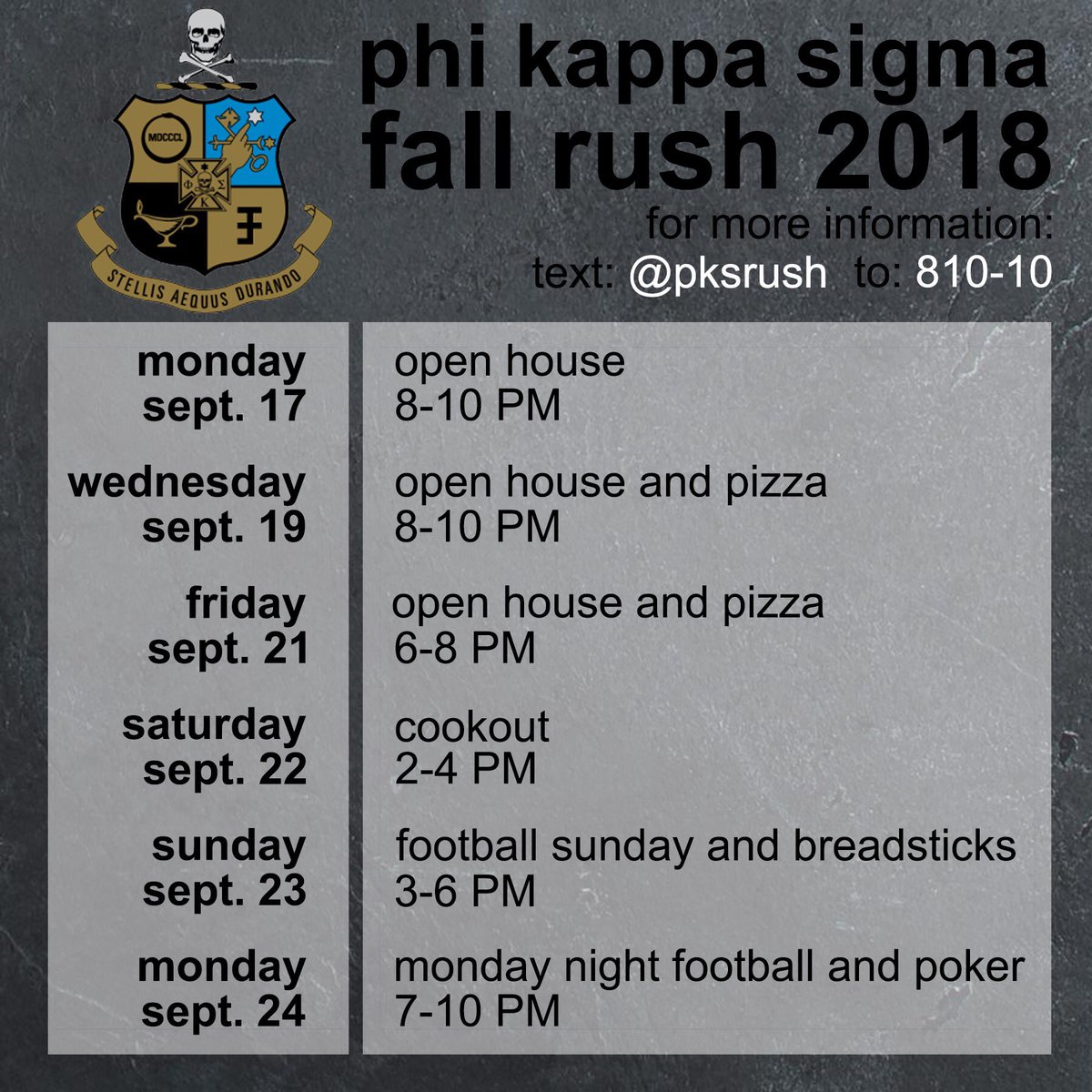 indianaskulls's tweet photo. Interested in rushing? Here's our schedule for this week: https://t.co/Rrr581zVan