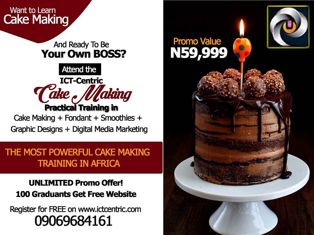 ict_centric's tweet photo. END YOUR FINANCIAL RECESSION 
Attend the ICT-Centric Cake Making Training for FREE!
The FULL PACKAGE VOCATIONAL SKILL TRAINING you cant Get Anywhere!
FREE Websites at the Workshop #ictcentric
@thepamilerin @dipo_smart @Lindaikeji_Blog @Naija102FM https://t.co/yeOlNeSusD