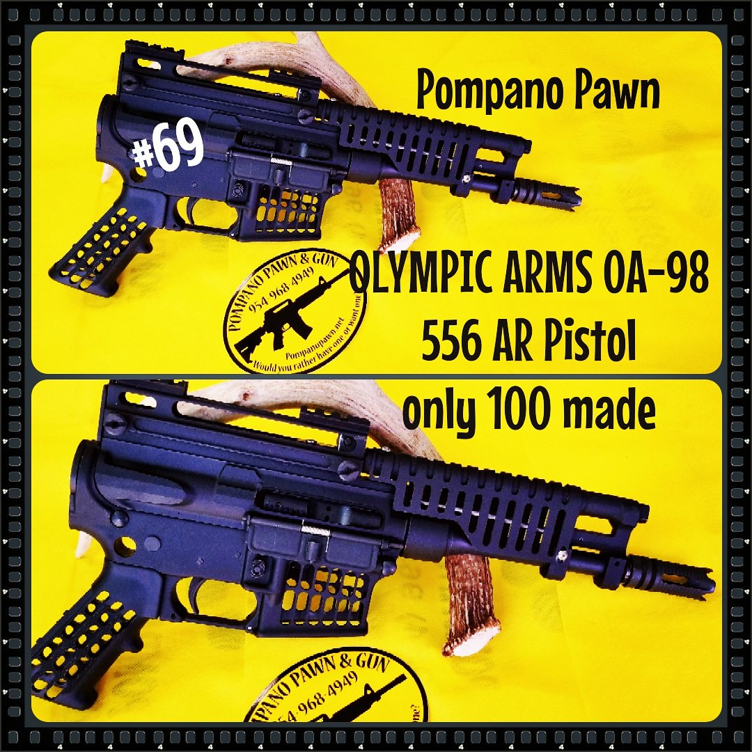 PompanoPawnGun's tweet photo. Olympic Arms OA-98 AR Pistol 556 only 100 made this one is #69. #arpistol #2ndamendment #protectyourself #prepare #556 #pompanopawn #pompanobeach #sickguns #gunsdaily #gunrights #only100made #forgottenfirearms #tactical #lightestarpistol https://t.co/XxELfMY3AM