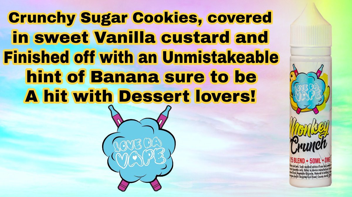 LovedaVape's tweet photo. Tried Our #MonkeyCrunch yet?? Head over to https://t.co/oYx53Ai5Op and get it there! 

Get 10% off with discount code 'LoveDaVape10' 

#LovedaVape https://t.co/SoDhIG9L0y