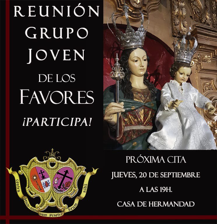 El grupo joven de nuestra hermandad empieza el curso cofrade con ganas e ilusión. Si quieres unirte a nosotros el jueves te estaremos esperando en nuestra casa hermandad.