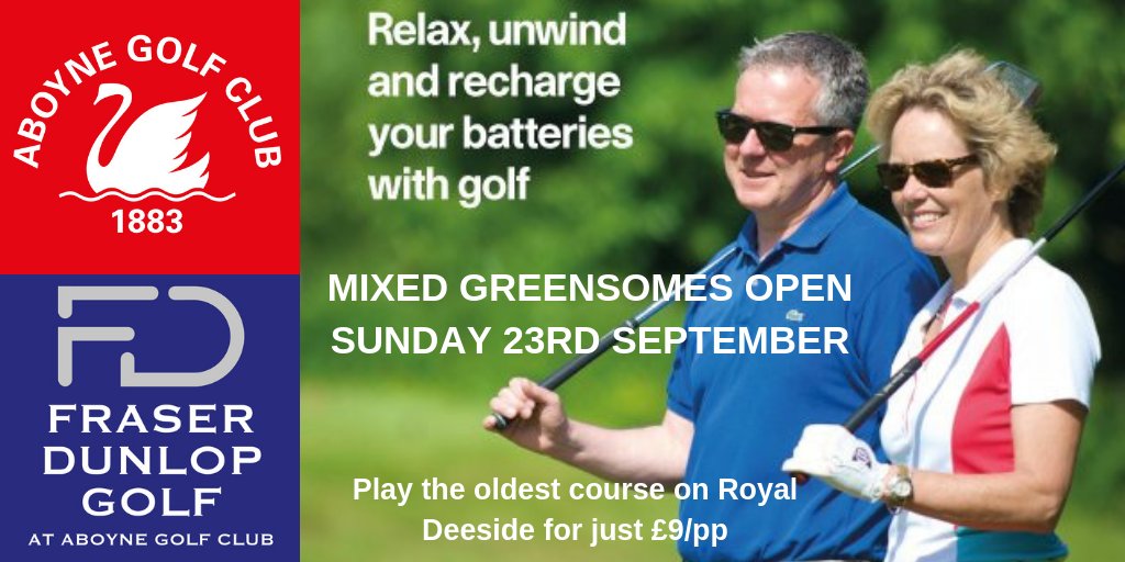 Play the oldest #golf course on beautiful #RoyalDeeside for just £9/pp. Secure one of the last #tee times for our season finale Mixed #Greensomes Open this Sunday 23Sept. Book at bit.ly/2wlZ1kR  #golfABDN #beautifulABDN #GolfAboyne #HasteYeBack  #UKGolf