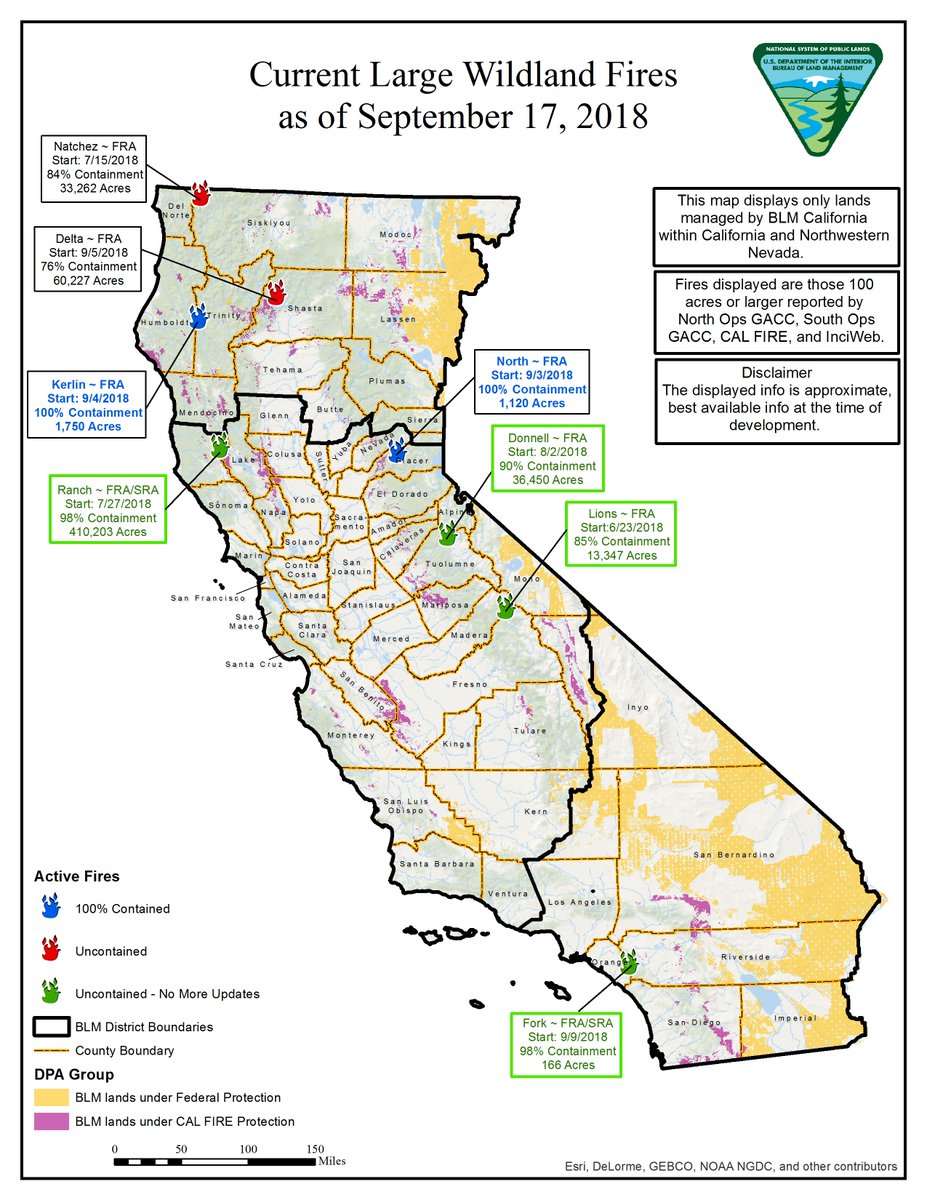 BLMca's tweet image. 🔥9/17 wildfire map &amp;amp; info @inciweb → goo.gl/HQ5NCr &amp;amp; @CAL_FIRE → goo.gl/M5H4ex #NatchezFire #KerlinFire #DeltaFire #RanchFire #ForkFire #LionsFire #DonnellFire #NorthFire #CAwildfires