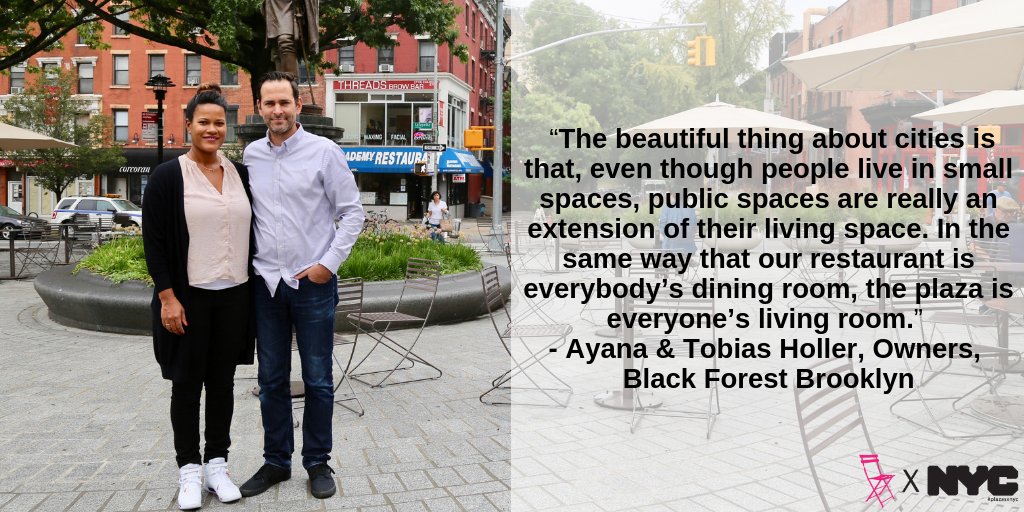 NYC_DOT's tweet photo. Restaurants in NYC, like @BlackForestBKLN, and #publicspace, like the new #FowlerSquare hope to be extensions of New Yorkersโ living spaces.
Join @FABFultonBK this Saturday, 9/22, 12PM-4PM, to celebrate Fort Greene's new "living room": https://t.co/EkQ78Cfo8s #plazasXnyc https://t.co/fdxqcSIERt