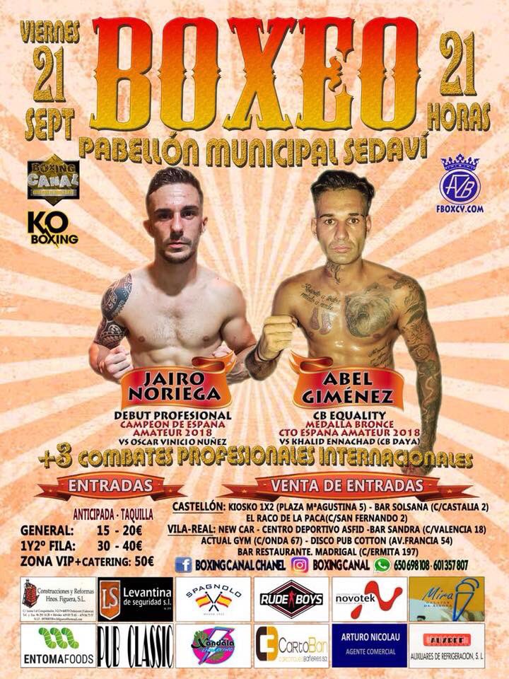 KOBoxing2016's tweet photo. 22/09/18 SEDAVÍ (VALENCIA) DOS DE LOS NUESTROS A POR LA VICTORIA.

Entramos en la semana clave, el viernes Jairo Noriega y Alin Florin pelearán en el magnífico evento de Boxing Canal con nuestra colaboración.

No te quedes sin tu entrada...

#Boxeo #KOBoxing #BoxingCanal https://t.co/vxdxIBdAHN