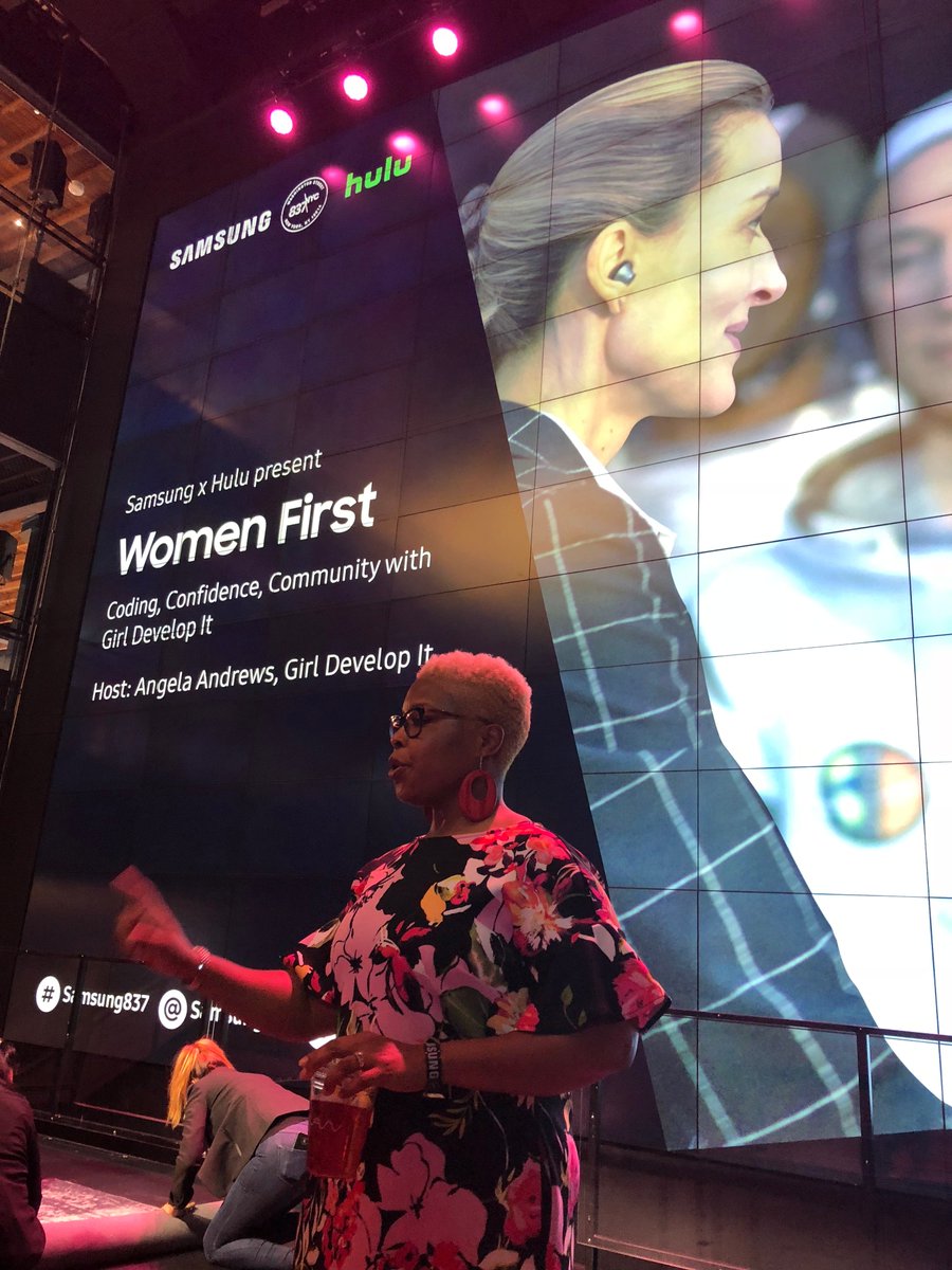 AngelaAndrewsIT's tweet photo. What a day! Yesterday, I was blessed with the opportunity to speak about my favorite organization, #girldevelopit at #Samsung837 x #hulu event in NYC!
#gdiphilly #codenewbie #geekchic #pocit #sysadmin #WomenFirst #TheFirstonHulu #WomeninTech https://t.co/BFQKSDM7Fy