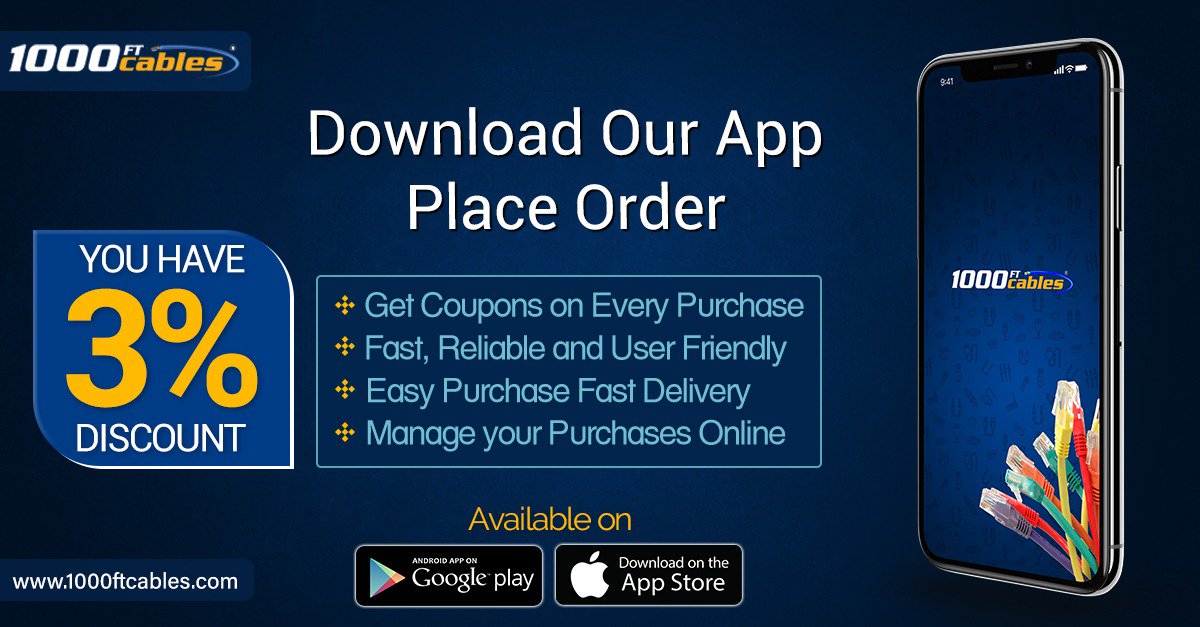 1000ftcable's tweet image. 1000ftcables is making more convenient to purchase. Launching App.
Install our app and get Discounts.
Details at: snip.ly/o4v5z3
#networkingcable #Cable_sales
#Cat5e_plenum #Cat6_plenum #Cat6a_plenum #UL_plenum #Cablemarket #UTP