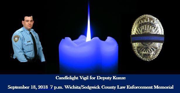 SGCountySheriff's tweet image. Please join us and our community in a candle light vigil for our beloved Deputy Kunze.  Parking is free at the SG county parking garage.  Bring a candle.  The memorial is at the corner of Main and Central.