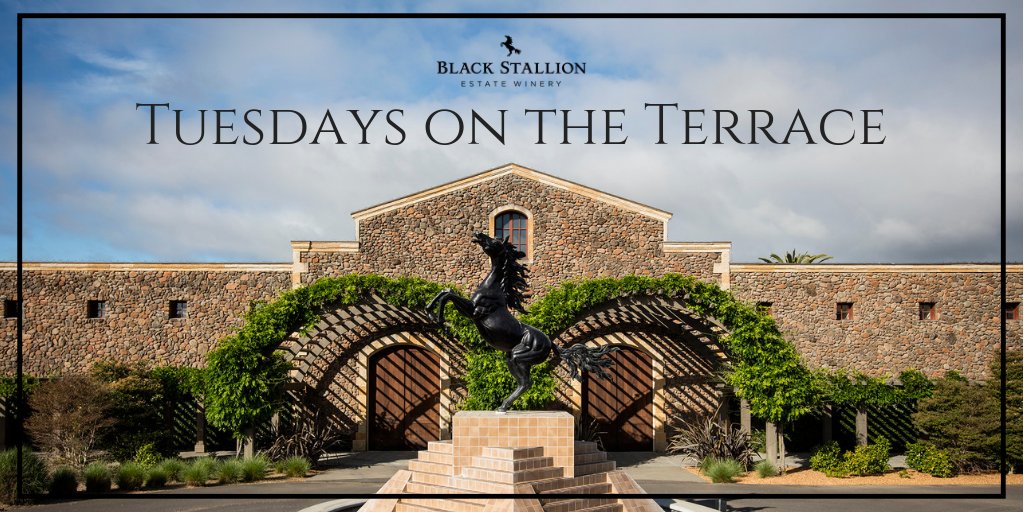 Sit back &amp; relax on our terrace as you enjoy wine, cheese, &amp; charcuterie while listening to live music from local artists Zak Fennie on 9/18 &amp; Tom Marconett on 9/25! RSVP via Concierge@blackstallionwinery.com or (707)227-3255 #blackstallionwinery