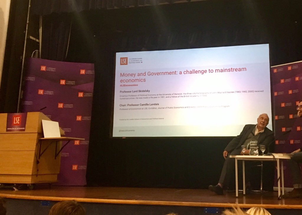 Greatly enjoyed this lecture by Prof Lord Skidelsky on money and government, and the good and bad politics that come with economic recovery #LSEeconomics #inequalities @LSEIRDept