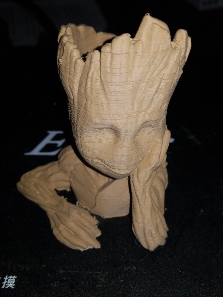 GregG619's tweet image. @Creality3D @HATCHBOX3D Finally got my own Groot. Hatchbox woodfill pla looks great on my Ender 3. #hatchbox3d #crealityender3