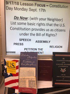 CommackSchools's tweet photo. Higher level thinking as our high school students connect Enlightenment ideas to the US Constitution and discuss #FirstAmendment rights #CHS #ConstitutionDay #Mack #MrBauer #MsKeenan #MrGiacchetto https://t.co/zThawS731N