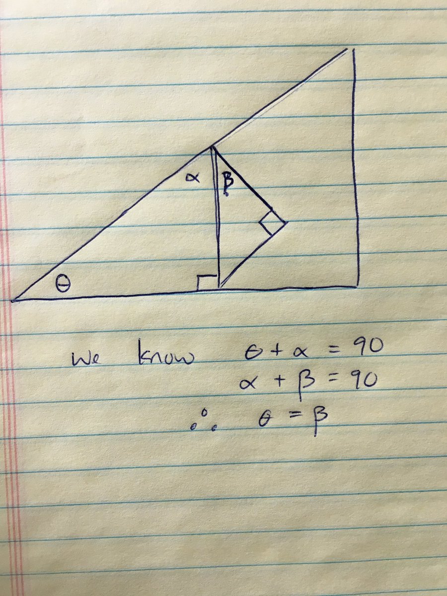 jacobsclass's tweet photo. Physics: I thought of a proof of why the angles are the same. https://t.co/gSi5a739A5