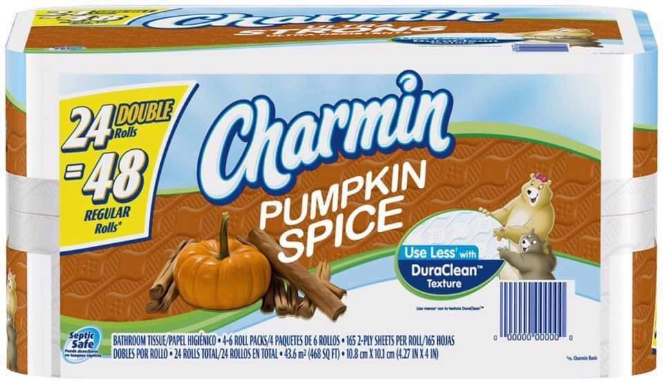 Charmin's tweet photo. Annual Fall PSA: we do not make pumpkin spice toilet paper. Even Charmin isn’t THAT basic... https://t.co/oAHXhIjAqB
