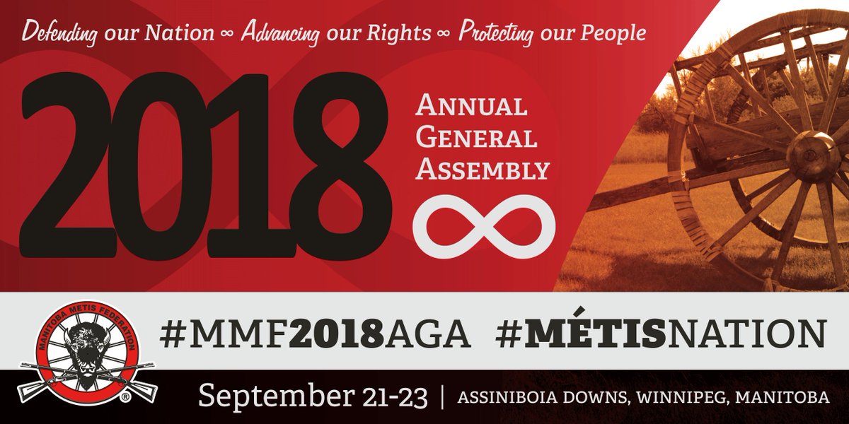 MBMetis_MMF's tweet photo. Our 2018 Annual General Assembly kicks off this Friday! Don't forget to register: https://t.co/mpp1zbFVj2
Can't make it to this year's assembly? Follow along using the hashtag #MMF2018AGA, or by watching the live stream on our website at https://t.co/NAQYz1bvgs. #MétisNation https://t.co/SpIJc6lftw