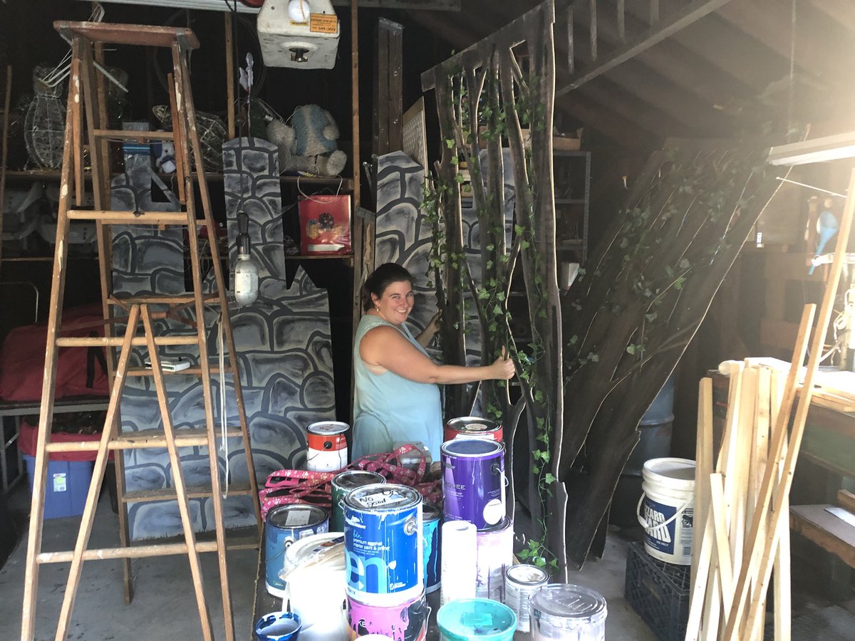 CornerTheater's tweet photo. Behind the scenes of Wizard of Oz -- constructing the sets and props is just another part of rehearsal for the CTP cast.  Here's some of the craftier/artsier members of Oz hard at work! https://t.co/7XiBKg3S23