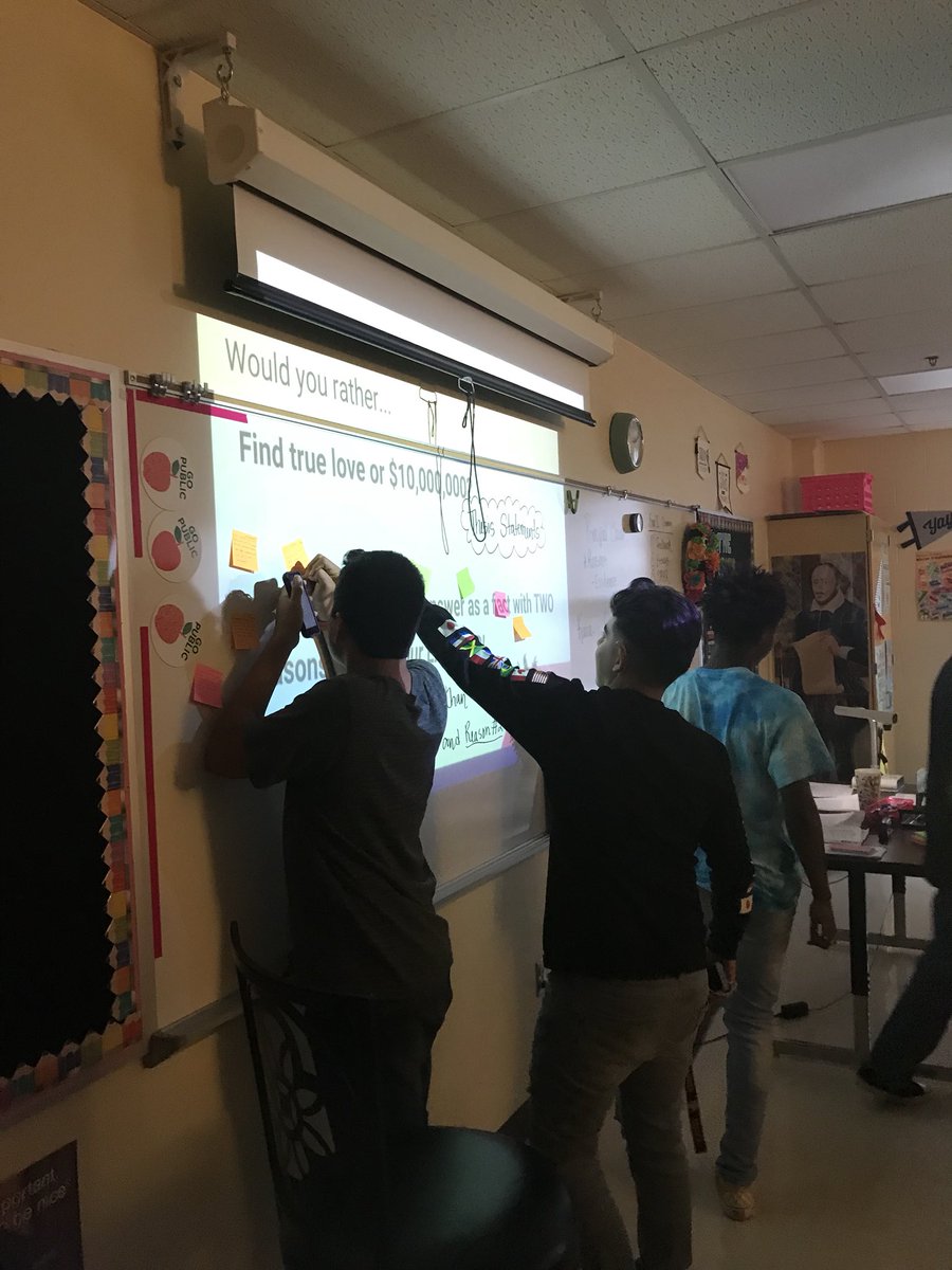 karaxepstein's tweet photo. Thesis statement writing today! Getting ready for our persuasive essay 🙌🏼 #WouldYouRather #ThesisStatements #ClassroomFun #ThisisBrennan https://t.co/5ErczvhFx1