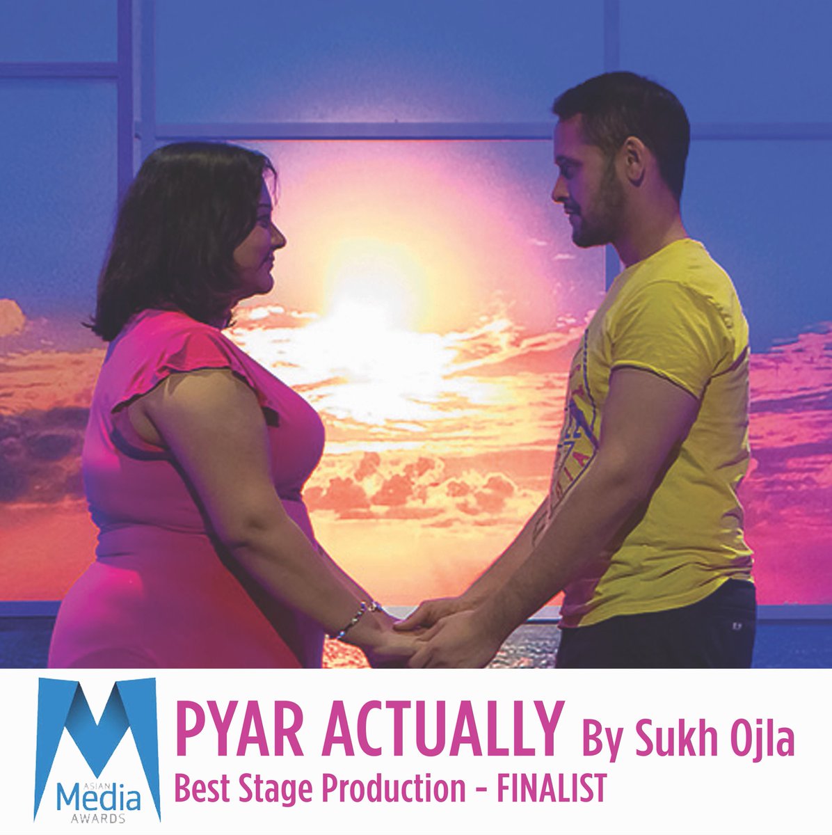 RifcoTheatre's tweet photo. We are thrilled to announce that our production of #PyarActually by @ForSukhsSake has been nominated as a finalist for Best Stage Production @asianmediaaward @watfordpalace 💕 https://t.co/fsSorAGKDA