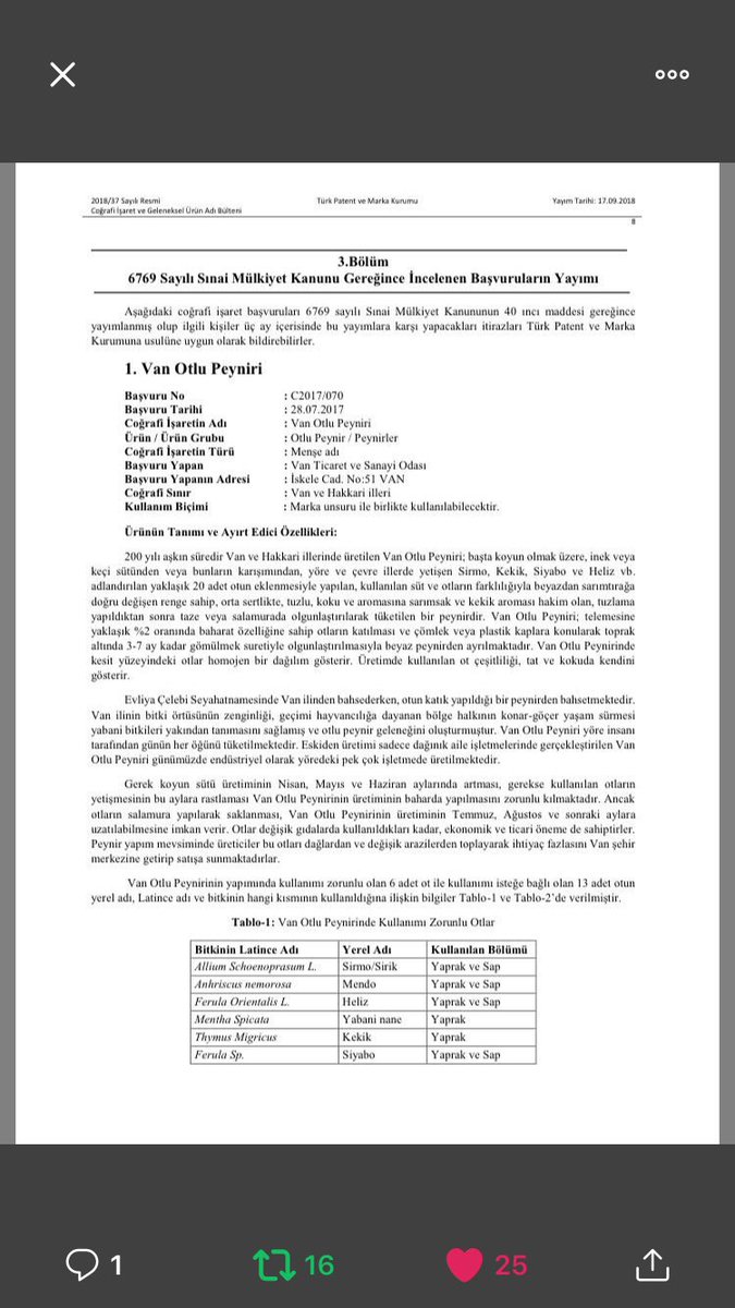 Van otlu peyniri artık coğrafi isaretli.