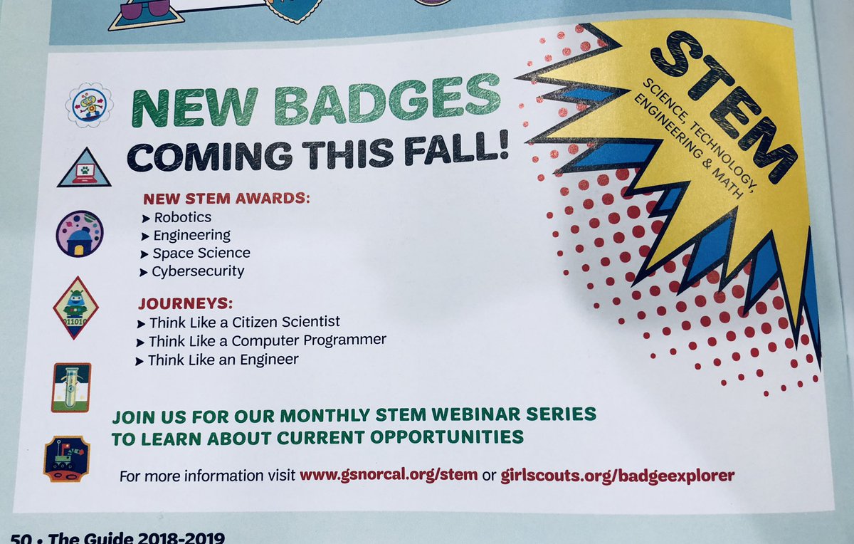 rinkisethi's tweet image. Just got my daughter’s Girl Scouts program guide in the mail today, and on page 50....the new cybersecurity badges are coming this month! Go @PaloAltoNtwks and @girlscouts! #cybersecurity #cyberforkids