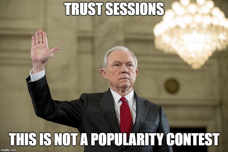 carrieksada's tweet photo. Trust AG Sessions. He has been very busy behind the scenes. Don’t believe everything you hear from the MSM.
Recusal? My a$$ 😂. He’s been busy hiring new staff to scrub the DOJ and other departments clean; not to mention a big stack of indictments to be served. Hammer Down! #KAG https://t.co/ktiwAnN33k