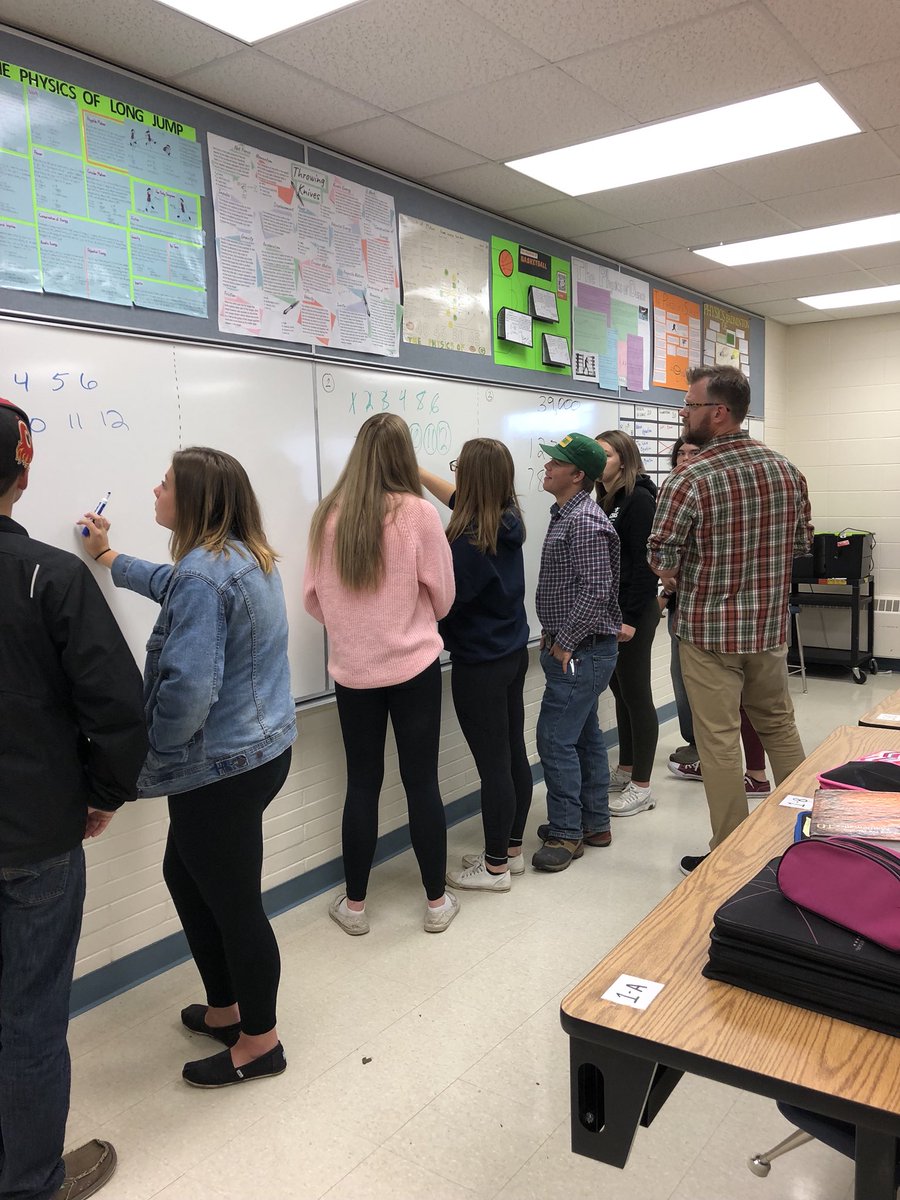 KelliWhite6's tweet photo. Excited to see how @pgliljedahl workshop last week inspires our Sr math teacher to facilitate some awesome problem solving #groupsof3 #onemarker #buildthinkingclassrooms #myacsclassroom https://t.co/Sa7AdIyHng
