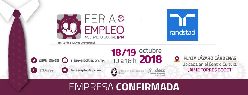 fefssipn's tweet photo. #AlumnoIPN #EgresadoIPN, seguimos compartiendo #EmpresasConfirmadas para la #FeriaDelEmpleoIPN 18 y 19 de octubre 2018. #NoTeQuedesFuera
Regístrate en:
https://t.co/7IBK5bLLNR
https://t.co/Z4wy3Zq6OA https://t.co/T6J0TprhsV