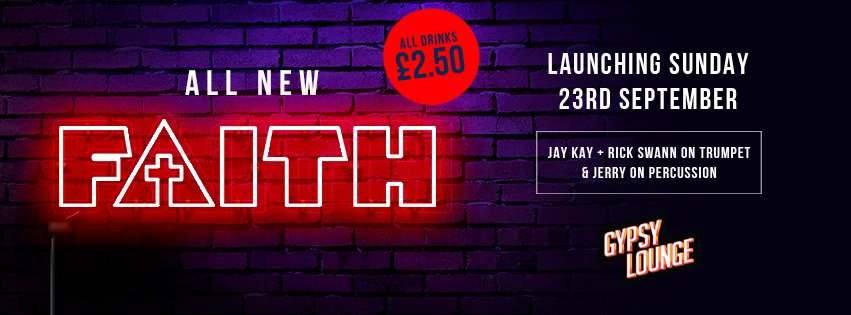 All new <a href="/FAITHSUNDAYS/">FAITH SUNDAYS</a> launches Sunday 23 September ✝️
Belfast's best Sunday night just got even better! 🙏
#KeepTheFaith #EverySunday #AllNewGypsyLounge