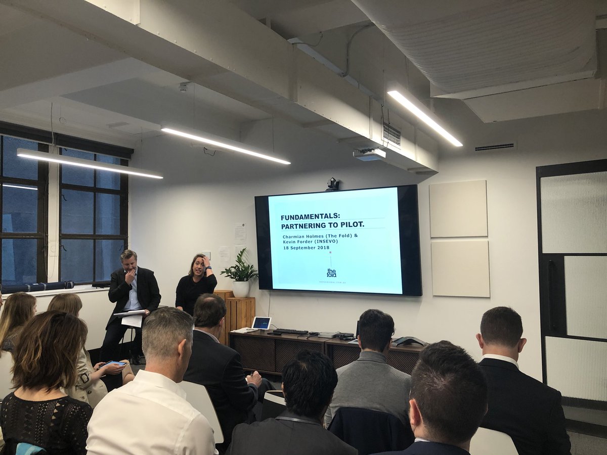 Fundamentals: from partnering to pilot. An <a href="/InsurtechAus/">Insurtech Australia</a> workshop by Charmian from the <a href="/thefoldlegal/">The Fold Legal</a> Kevin from Insevo.