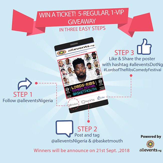 Maximilli6's tweet image. #NNU_Income  #LordofTheRingsComedyFestival #alleventsDotNg - Win Basketmouth Lords of The Ribs Comedy Festival Tickets from Allevents.ng -  Check Image Below 👇