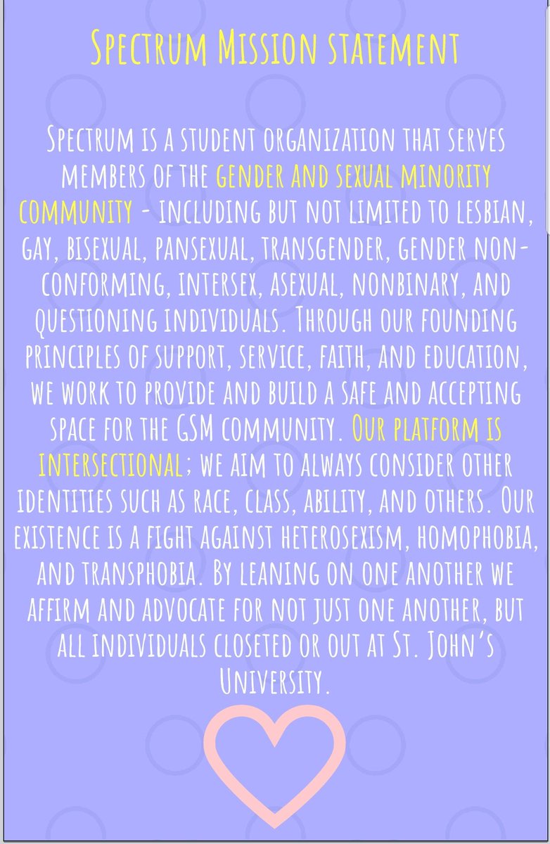 SpectrumSJU's tweet image. Hey ya'll!  Just dropping our mission statement here so that you guys know what we're all about!!🌈🌈🌈
