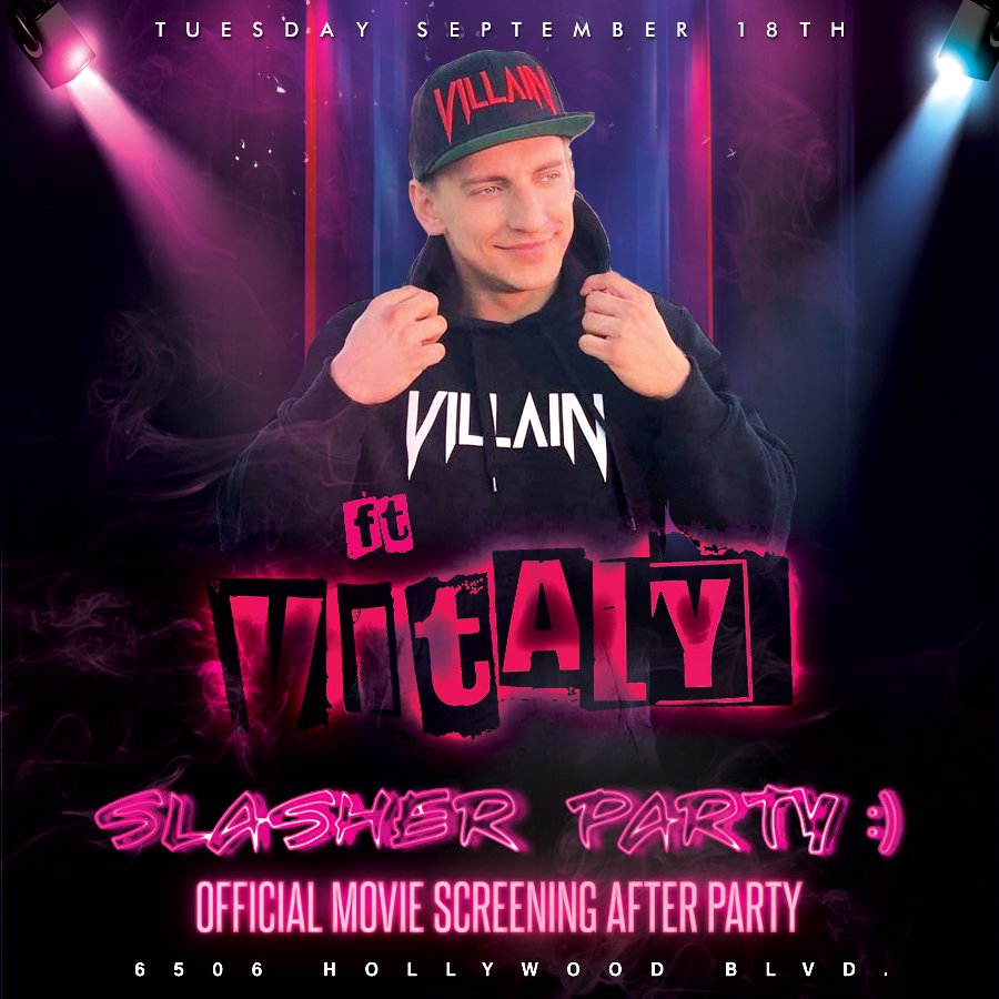 jamiebarren's tweet photo. Join the cast of #SlasherParty Official Movie Screening #AfterParty #Sept18th with @Vitalyzdtv @lookhuu @playhousehw #17Hollywood RsVIP @jamiebarren https://t.co/KTChlcFdQS