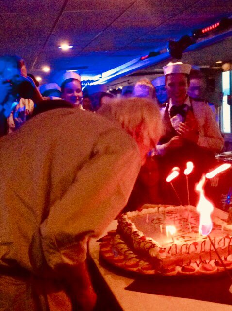 Bernie Sanders blows out the forest fire on top of his birthday cake Sunday night. Happy birthday, Bernie! 