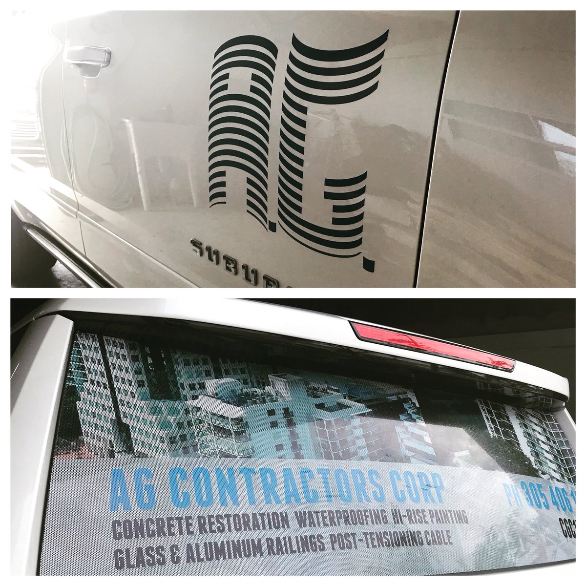 Decals and Microperforated Vinyl #agcontractors #decals #signs #perforatedvinyl #signs #printing #design #construction #signsonwheels #miami #vinyl #onevision #onevisionvinyl #windowperf #seethrough