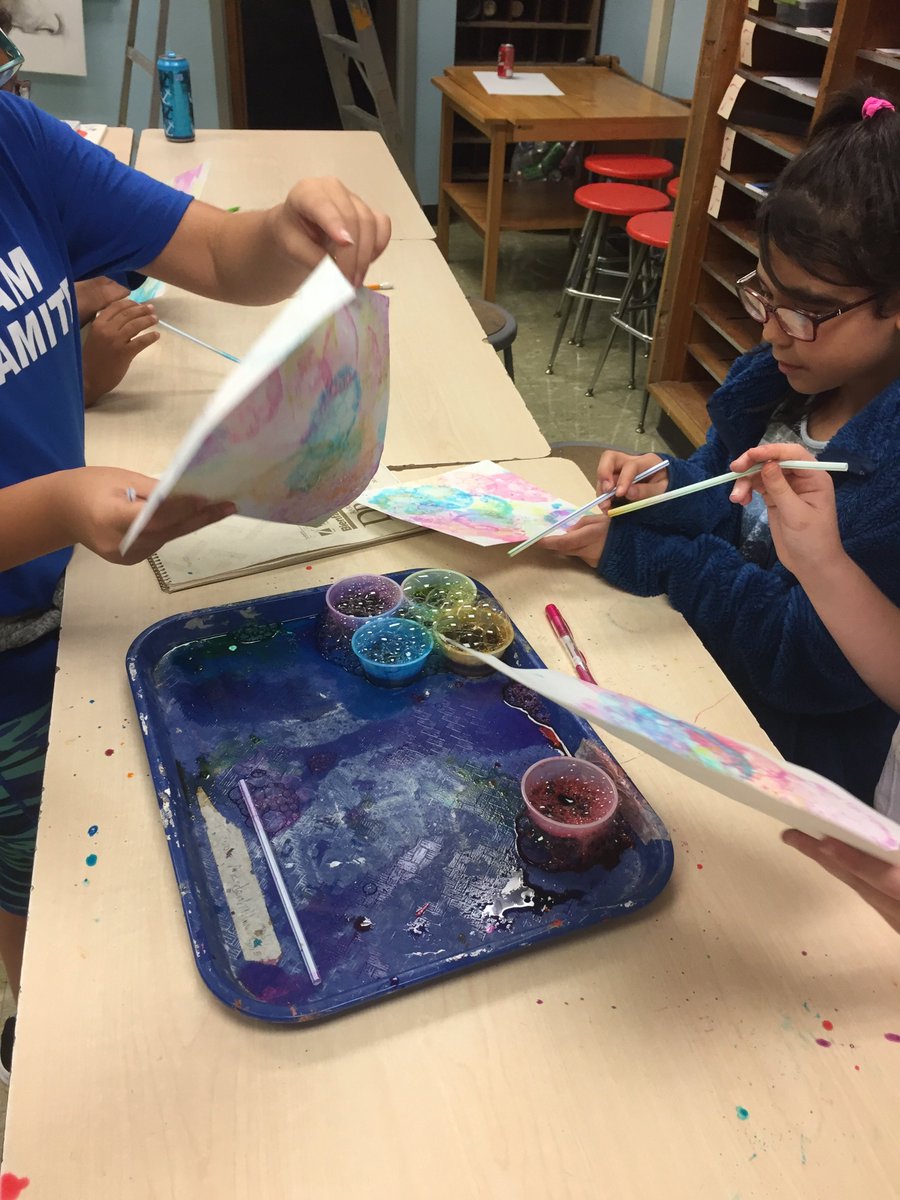 MrsTeson's tweet photo. #DotDay2018 Grade 6 students had a blast doing the bubble printmaking activity,  So messy but so worth it. https://t.co/5UxSCmBiGT