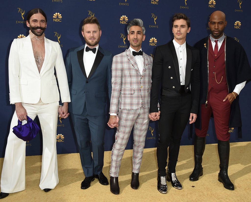 QueerEye's tweet image. They did THAT! These gold carpet lewks are snatched from head to toe! 😍🏆🌟 #Emmys