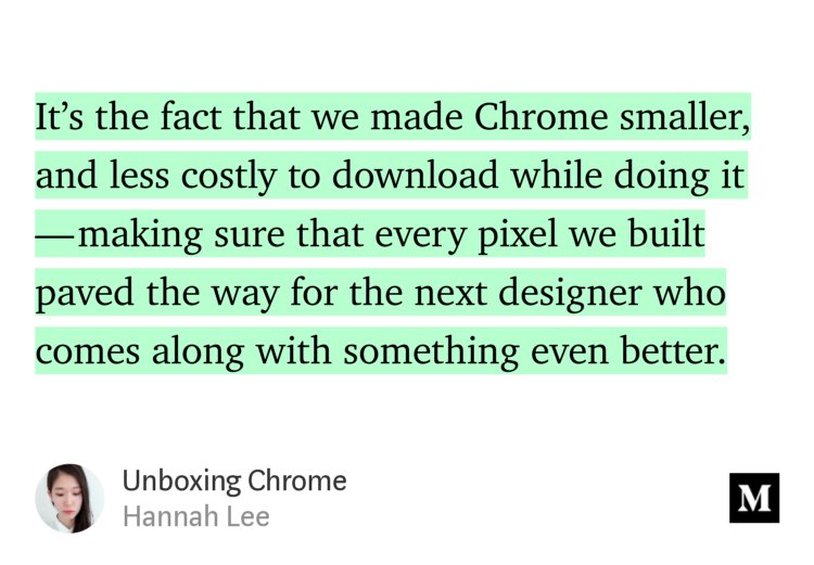 glo_ip's tweet image. What a well-written and thoughtful article with lots of depth! Had to read it a few times. Design projects do not need to look &quot;cool&quot; or be super visually appealing to make long-lasting impacts. &quot;Unboxing Chrome&quot; - @san_toki medium.com/@san_toki/unbo…