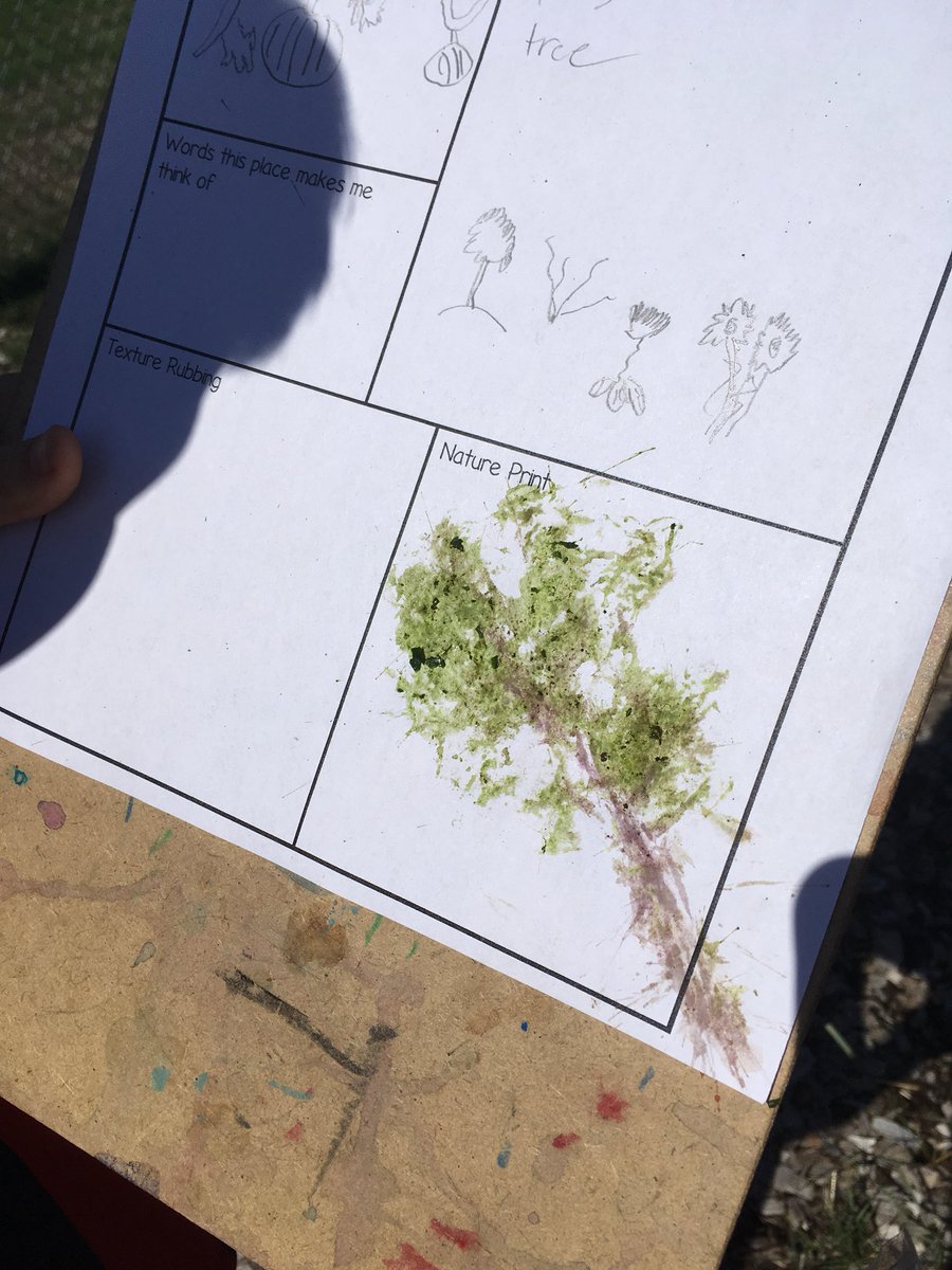 Making leaf prints in our garden this afternoon! 🍃