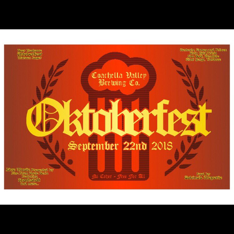 This Saturday at Coachella Valley Brewing Co Oktoberfest. German Chocolate Cake Russian Stout Sundaes.