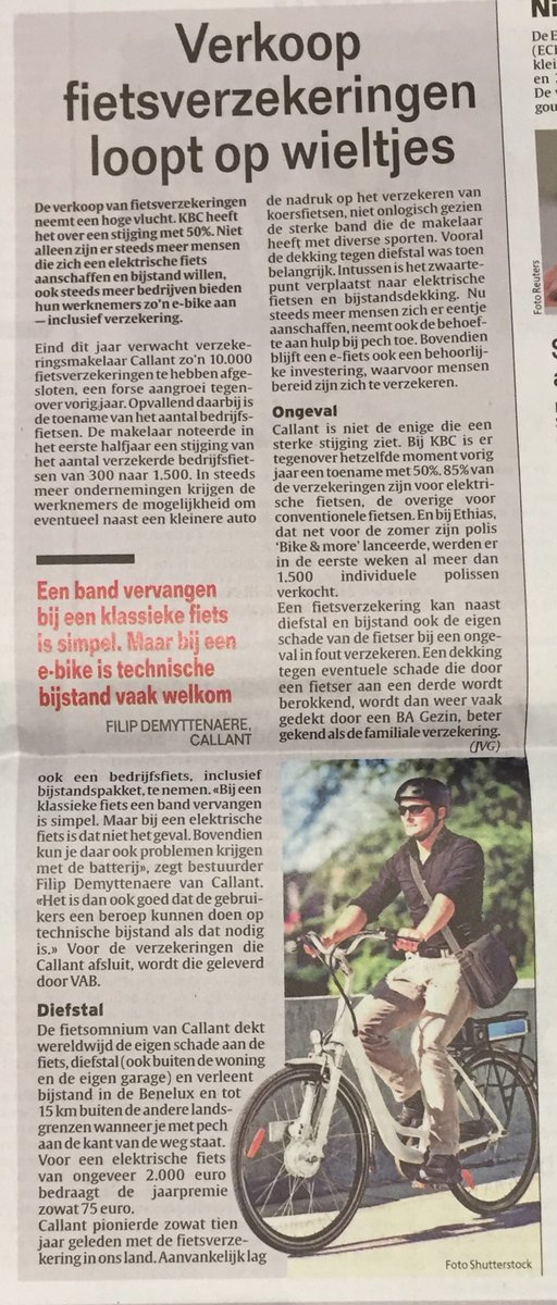 fietsomnium's tweet photo. Verkoop fietsverzekeringen loopt op wieltjes https://t.co/dMWWeMSjYO via @HLN_BE https://t.co/oibafgSS9V