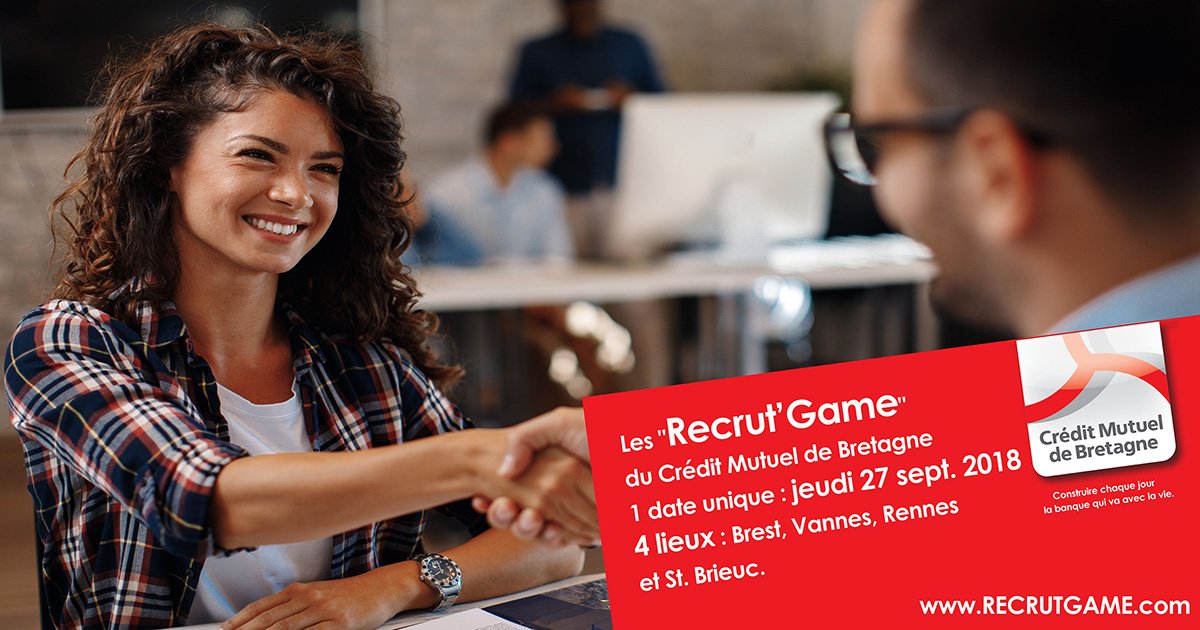 [A ne pas rater] Le Crédit Mutuel de Bretagne organise ses soirées « Recrut’ Game » le 27 septembre prochain. Venez nombreux !