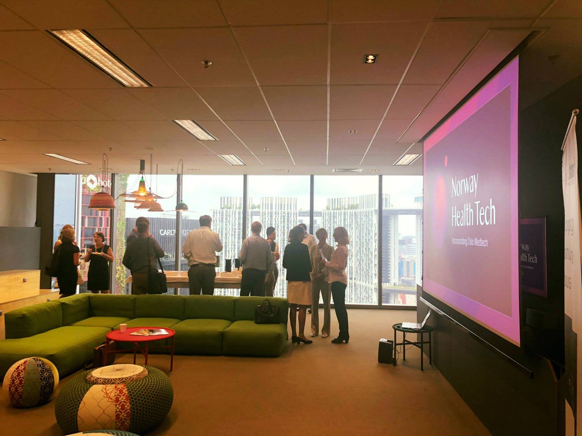 NorwayInSG's tweet photo. Yesterday @KathrineMyhre from @NorwayHealthTech gave a relevant and interesting presentation on the future of global health care. The event was co-organized by NBAS and Innovation Norway Asia. https://t.co/g0TkzhfJHP