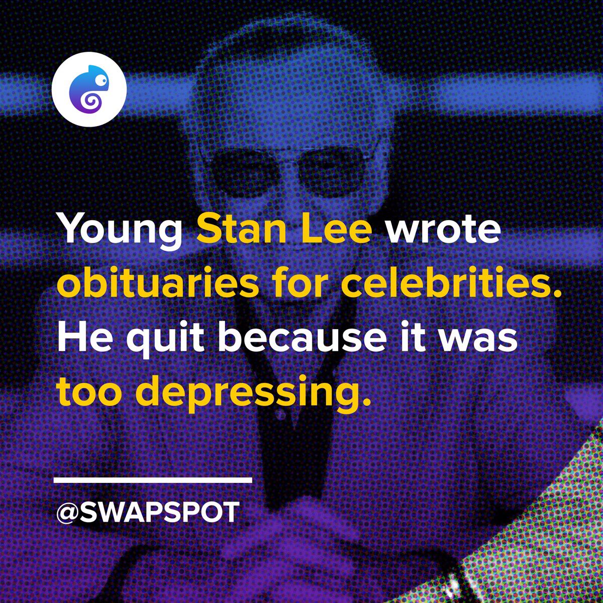 Swapspot's tweet photo. Even legends start at the bottom. #StanTheManLee #StanLee #Marvel #OG https://t.co/wJbCGUYI0R
