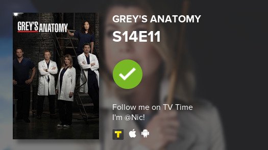 NiFFernandes's tweet photo. I've just watched episode S14E11 of Grey's Anatomy! #GreysAnatomy  #tvtime https://t.co/qyUSYVOosX https://t.co/zByNQU5muH