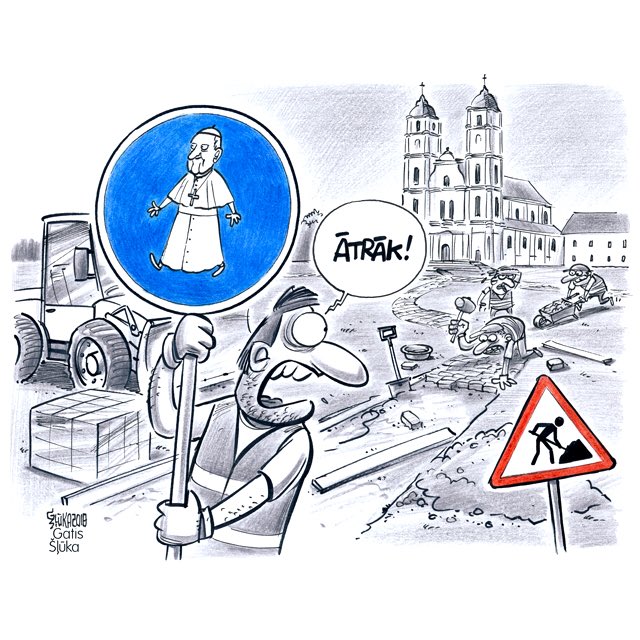 Pirms Romas pāvesta Franciska vizītes Latvijā vēl lielā steigā tiek posta  Aglonas bazilika un tās apkārtne, jo liela daļa līdzekļu vizītes sagatavošanai atvēlēta pēdējā brīdī. Visus celiņus nepagūšot nobruģēt, vien tos, pa kuriem pārvietosies Viņa Svētība. <a href="/LA_lv/">LA.LV</a> #pāvests