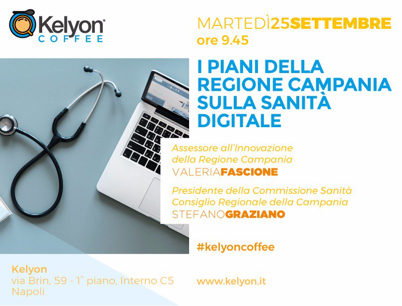 Kelyon (@kelyon) on Twitter photo Il 25 settembre 2018 ore 9:45 presso la sede <a href="/kelyon/">Kelyon</a> si terrà il terzo #KelyonCoffee.
"I piani della Regione Campania sulla Sanità Digitale" sarà il tema accompagnato da <a href="/stefgraziano/">Stefano Graziano</a> e #ValeriaFascione
goo.gl/czX3En
<a href="/Reg_Campania/">Regione Campania</a>
#ehealth #medicina #sanitàdigitale Il 25 settembre 2018 ore 9:45 presso la sede <a href="/kelyon/">Kelyon</a> si terrà il terzo #KelyonCoffee.
"I piani della Regione Campania sulla Sanità Digitale" sarà il tema accompagnato da <a href="/stefgraziano/">Stefano Graziano</a> e #ValeriaFascione
goo.gl/czX3En
<a href="/Reg_Campania/">Regione Campania</a>
#ehealth #medicina #sanitàdigitale