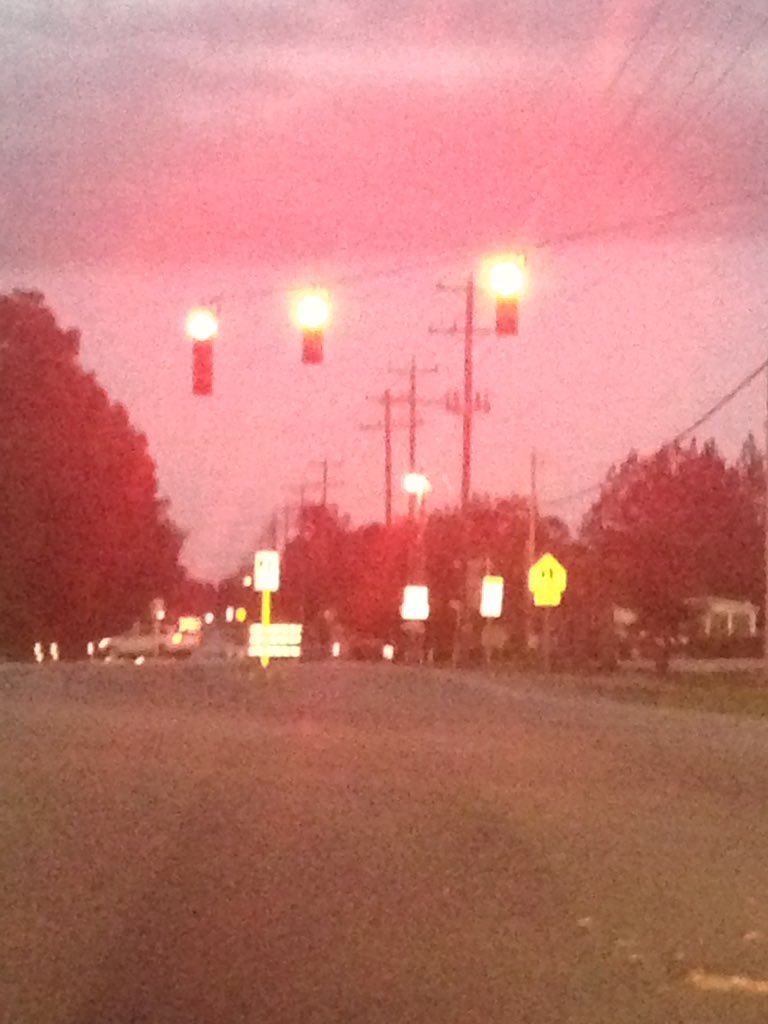 Camden Rd is closed at all points from Rockfish Rd. Pink sky just before the tornado. #hopemills #fayetteville #fayettevillenc #hopemillsnc
