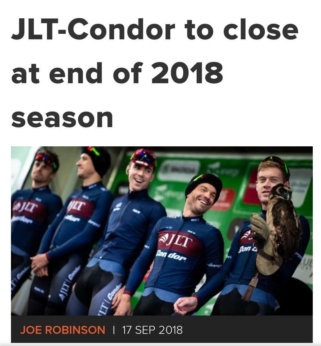 Sad news, indeed.
Have great respect for this team and everything it's done since it was formed.
cyclist.co.uk/news/5322/jlt-…