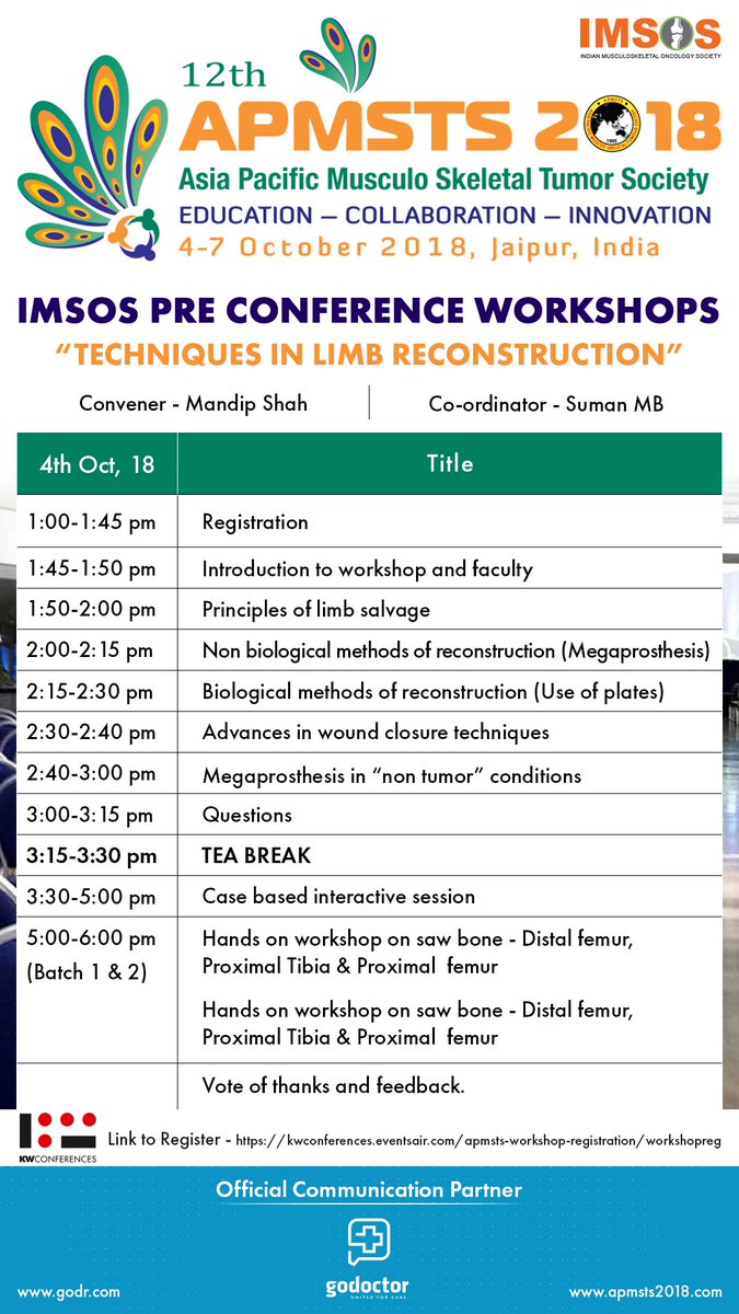 apmsts2018's tweet photo. A detailed program schedule for the IMSOS Pre-Conference Workshops to be held on 4th October, 2018. #APMSTS2018 https://t.co/AHqYb7g9vv